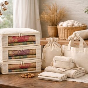 premium cotton saree storage organizer set