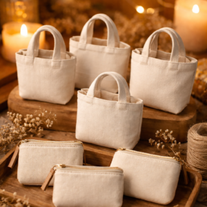 mini cotton tote bag and pouch set