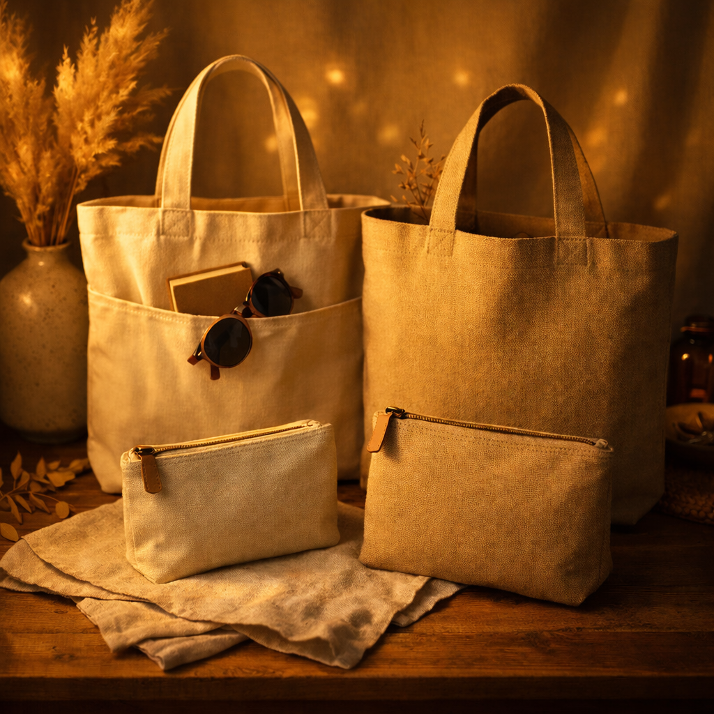 premium cotton tote bag with zipper pouch